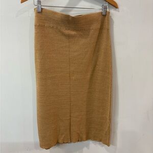 Free People Camel Knit Pencil Skirt with Side Slit Size XL